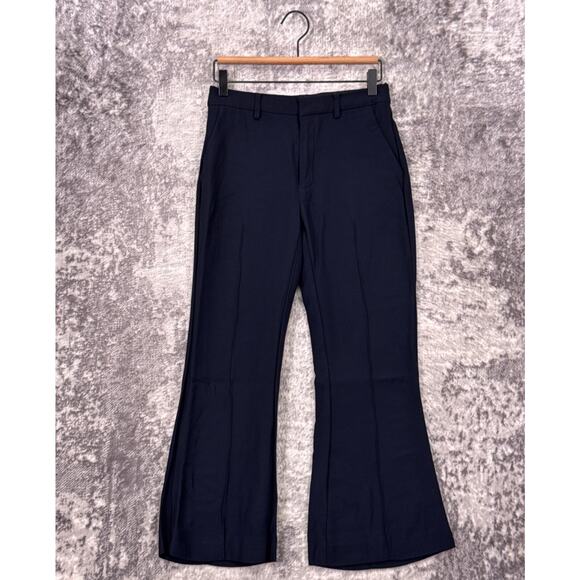 Apiece Apart Rene Flare Trousers 2 Womens Blue Pleat Crop Pants